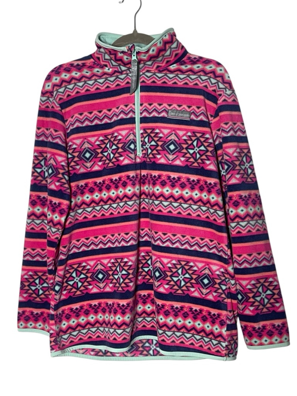 Love & Pineapples Aztec Fleece Pullover Pink Western Cozy size M - Picture 2 of 6